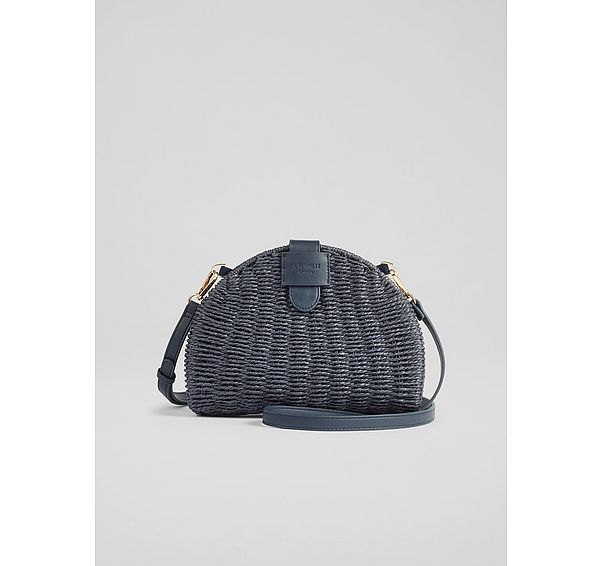l.k. bennett Lorena Navy Wicker Shoulder Bag