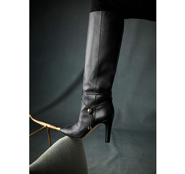 l.k. bennett Loretta Black Leather Knee Boots