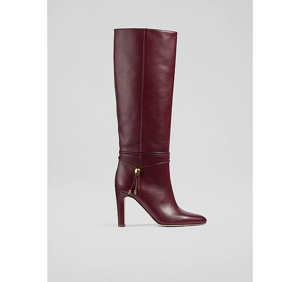 l.k. bennett Loretta Burgundy Leather Knee Boots