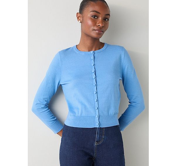 l.k. bennett Lottie Blue Plain Fine Gauge Cardigan