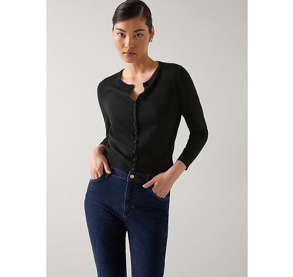 L.k. Bennett Lottie Cream Plain Fine Gauge Cardigan