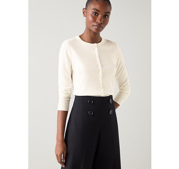 l.k. bennett Lottie Cream Plain Fine Gauge Cardigan