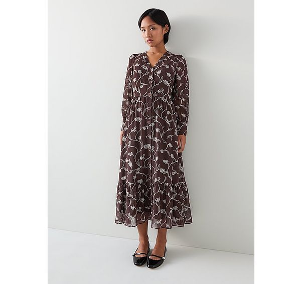 l.k. bennett Lucian Petite Chocolate & Birch Dress