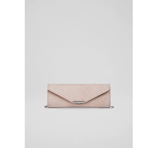 l.k. bennett Lucille Rose Fine Glitter Clutch Bag