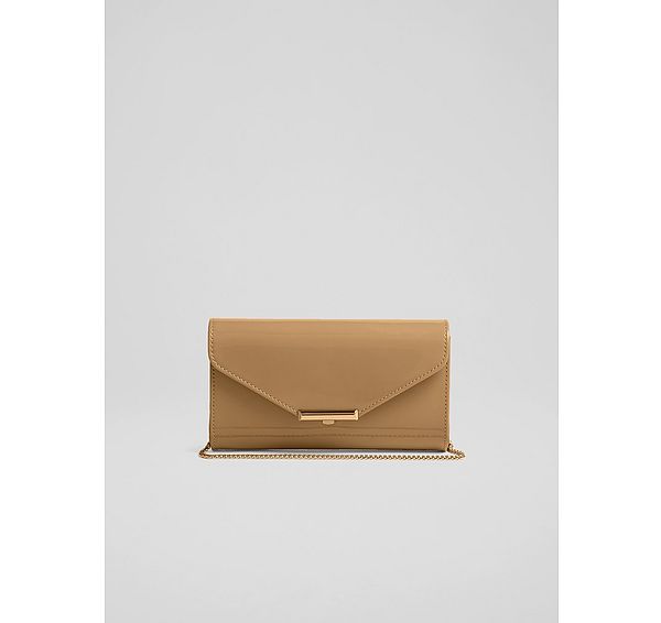 l.k. bennett Lucy Beige Patent Leather Clutch