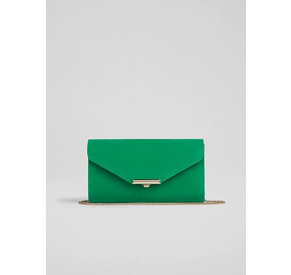 l.k. bennett Lucy Bright Green Suede Clutch Bag