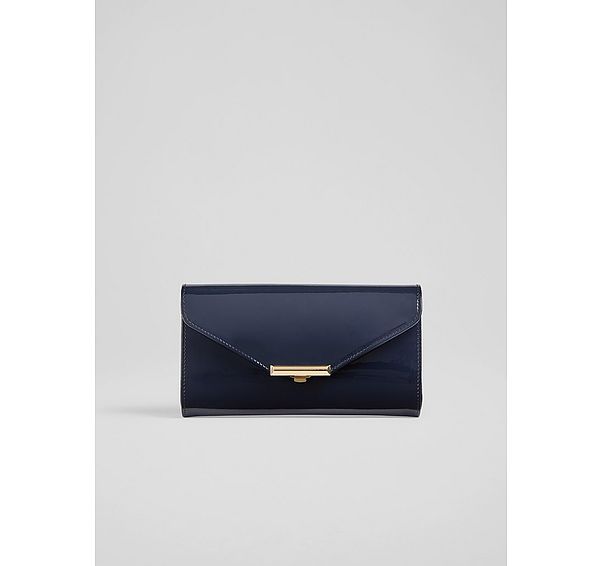 l.k. bennett Lucy Navy Patent Leather Clutch Bag