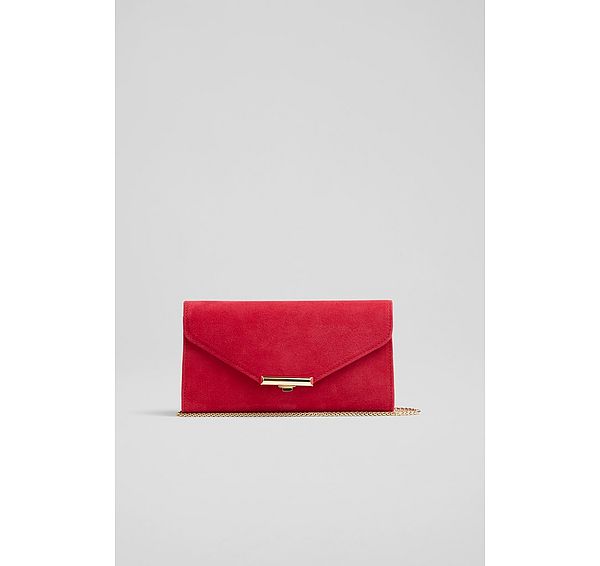 l.k. bennett Lucy Pink Suede Clutch Bag
