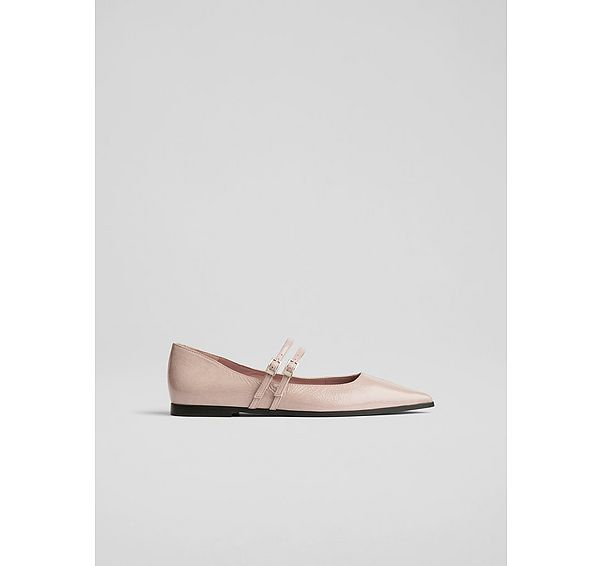 l.k. bennett Lulu Muti Strap Patent Taupe Flats