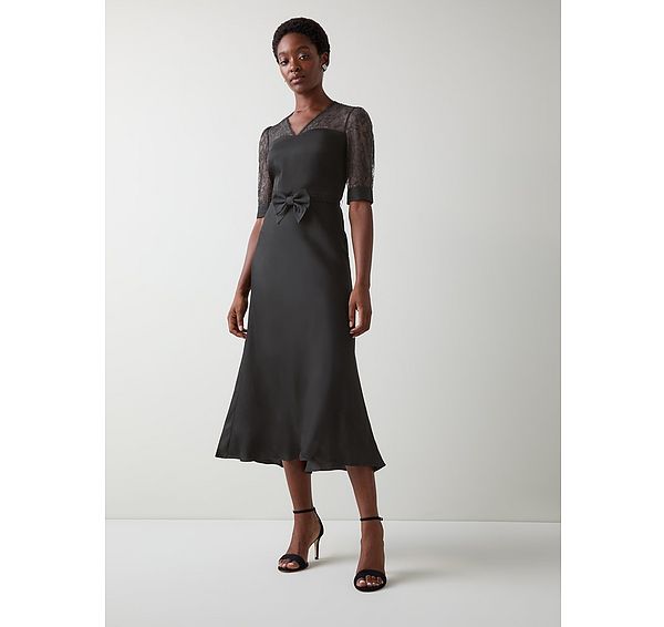 l.k. bennett Madalena Lace Black Belted Dress