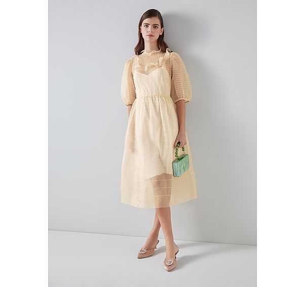 l.k. bennett Maddie Cream Silk Organza Dress