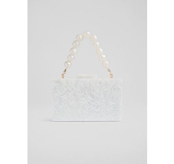 l.k. bennett Maeve Cream Marbled Acrylic Box Bag