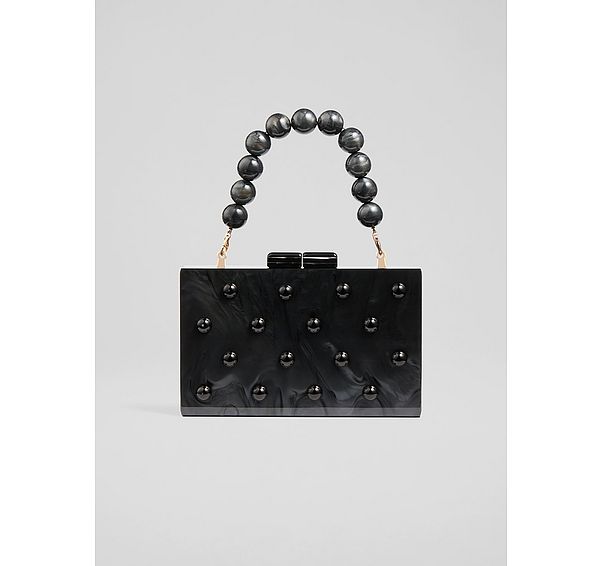 l.k. bennett Malia Pearls Black Box Clutch