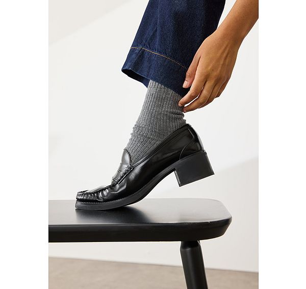 l.k. bennett Manon Black Heel Loafer Court