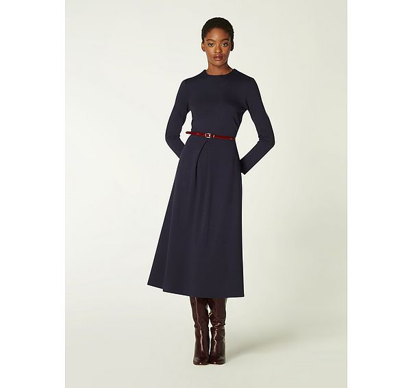 l.k. bennett Maria Navy Jersey Fit & Flare Dress