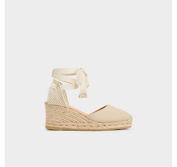 l.k. bennett Maureene Sand Canvas Espadrille Wedges