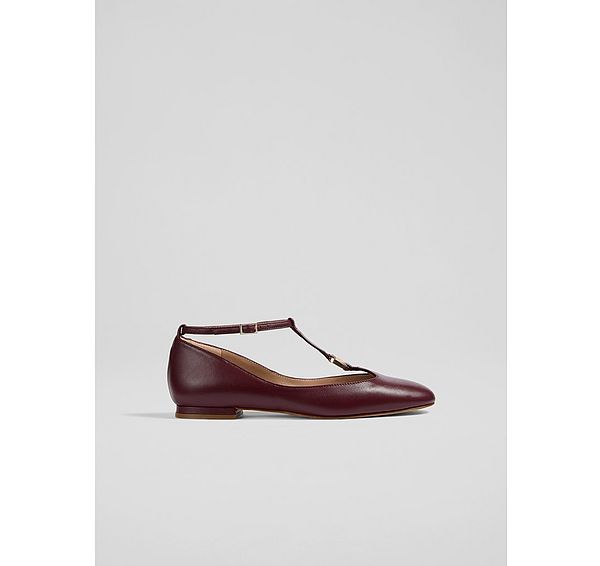l.k. bennett Minna Burgundy Leather Maryjane Flats