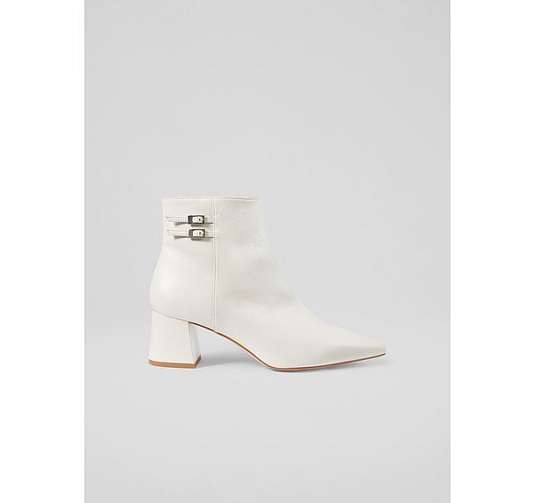 l.k. bennett Missy Cream Leather Ankle Boots