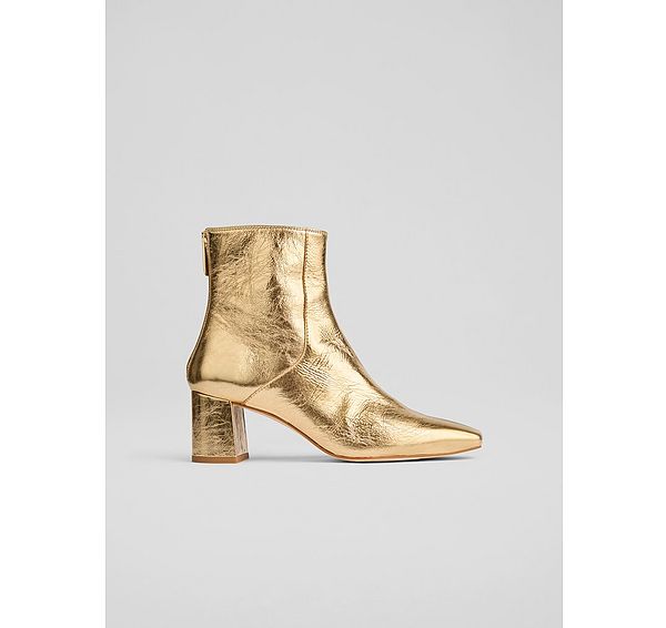 l.k. bennett Nadira Gold Leather Ankle Boots