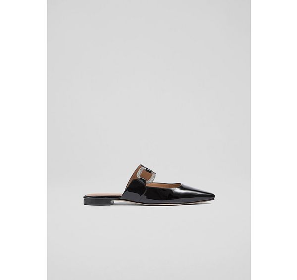 l.k. bennett Nancy Black Patent Mule Flats