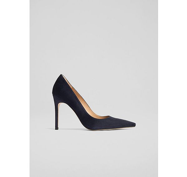 l.k. bennett New Fern Navy Suede Pointed Toe Courts