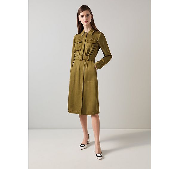 l.k. bennett Newton Olive Utility Crepe Dress