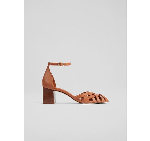 l.k. bennett Noemia Tan Leather Criss-Cross Sandals