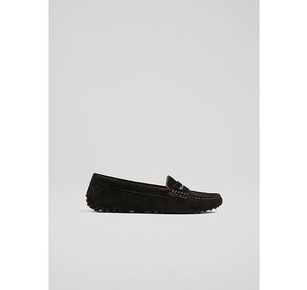 l.k. bennett Nova Black Suede Moccasin Flats