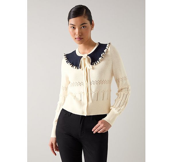 l.k. bennett Olivia Cream Muti Frill Collar Cardign