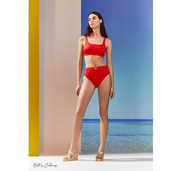 l.k. bennett Osy Red Belted Bikini Bottoms