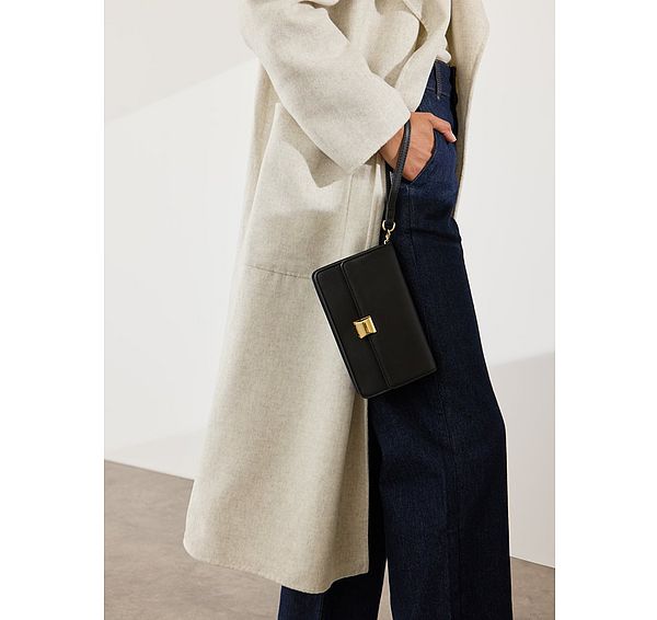 l.k. bennett Otto Black Vegan Leather Shoulder Bag