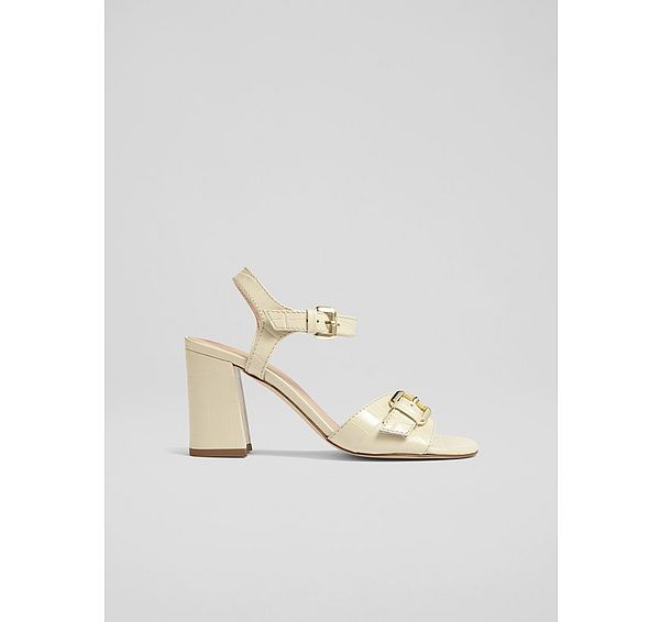 l.k. bennett Reeva Cream Buckle Croc Effect Sandals