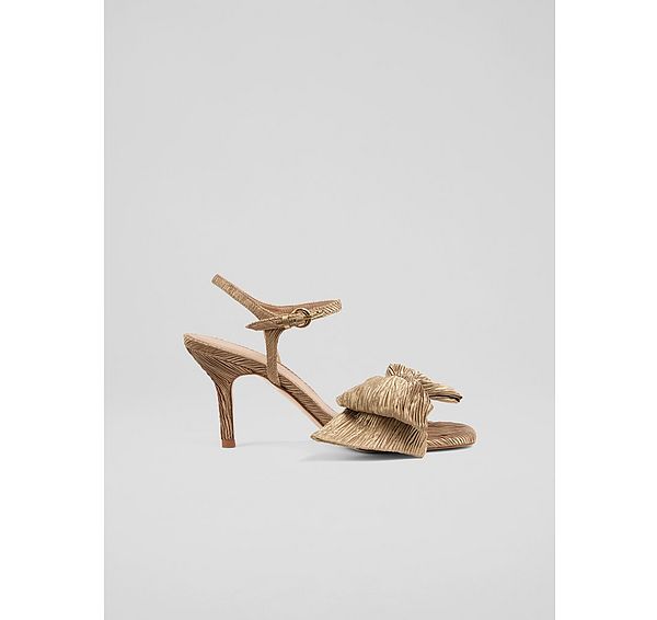 l.k. bennett Roline Gold Bow Heel Sandals