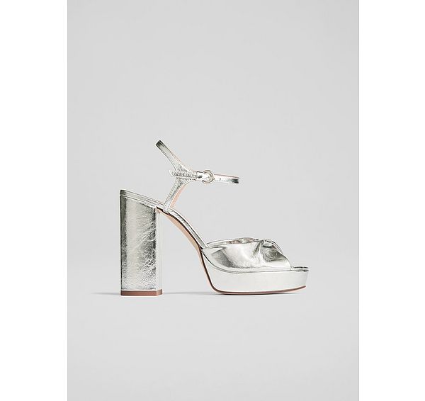 l.k. bennett Rosa Silver Patent Platform Sandals