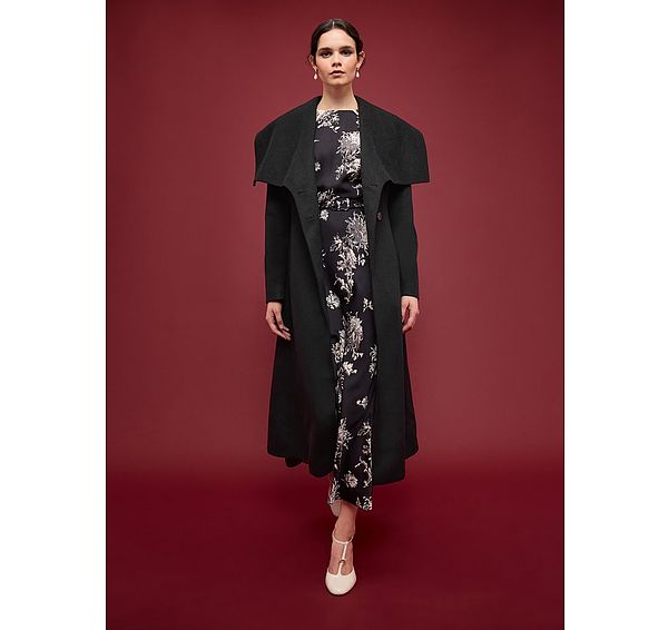 l.k. bennett Rose Black Wool Large Collar Coat