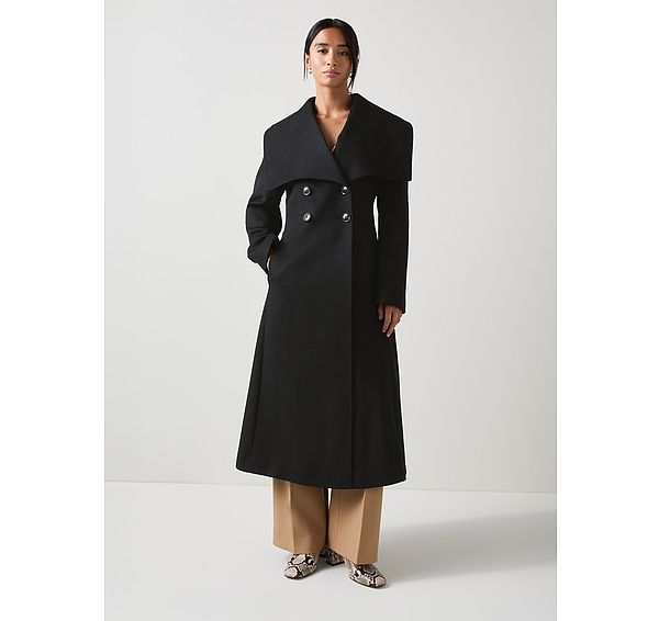 l.k. bennett Rose Petite Black Collar Fitted Coat