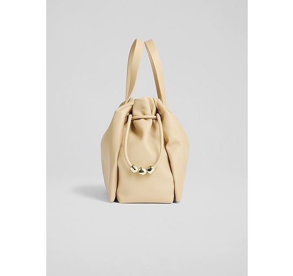 L.k. Bennett Selina Light Taupe Leather Bead Tote