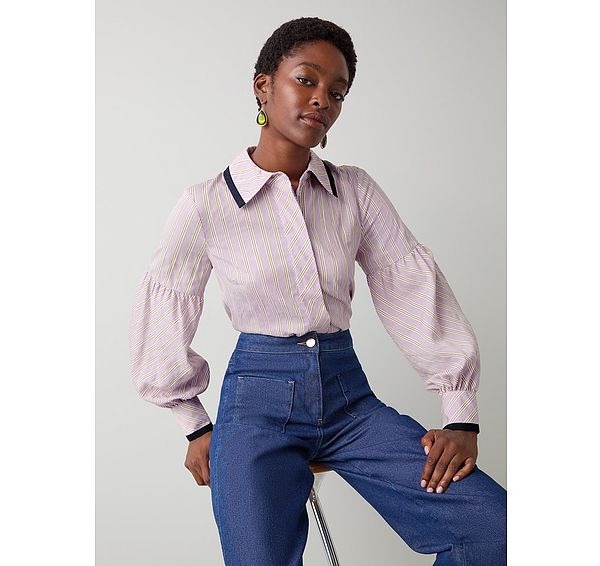 l.k. bennett Selma Multi Purple Striped Shirt
