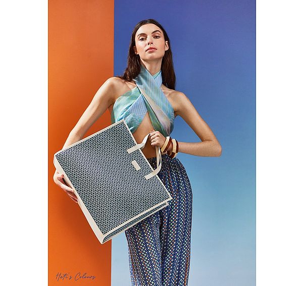 l.k. bennett Sharna Blue Raffia Tote Bag