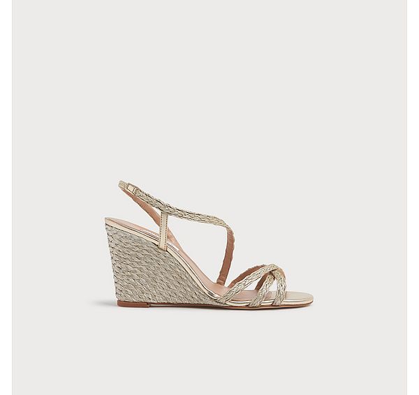 l.k. bennett Shiela Gold Rope Wedge Sandals