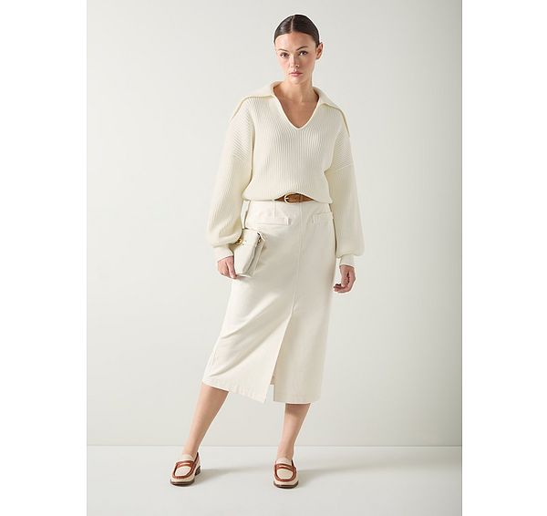 l.k. bennett Sibyl Cream Wide Cord Midi Skirt