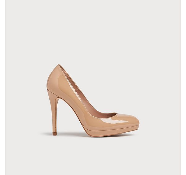 l.k. bennett Sledge Beige Patent Platform Courts