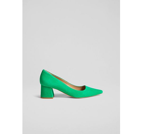 l.k. bennett Sloane Green Suede Block Heel Courts