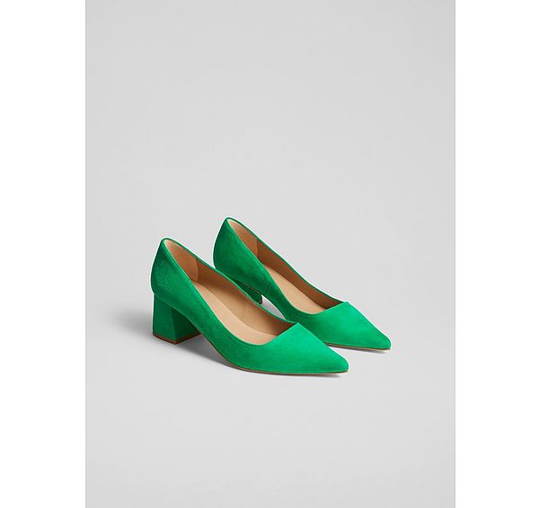 L.k. Bennett Sloane Pink Suede Block Heel Courts