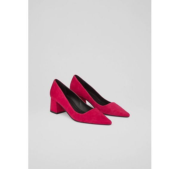 L.k. Bennett Sloane Pink Suede Block Heel Courts