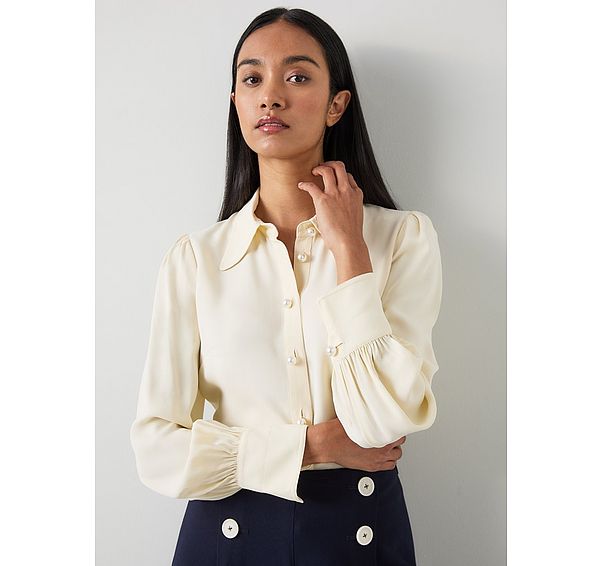l.k. bennett Sonya Cream Crepe Blouse