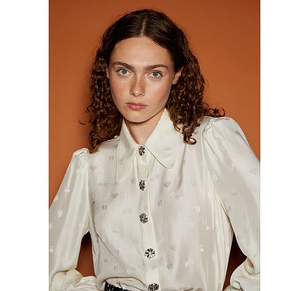 l.k. bennett Sonya Cream Silk Fruit Jacquard Blouse