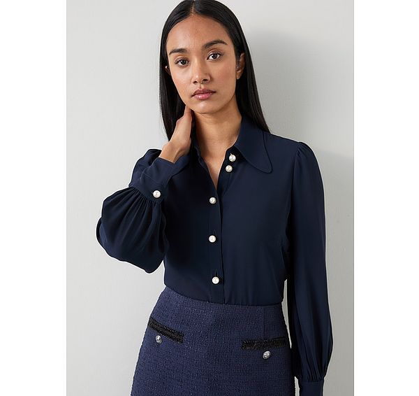 l.k. bennett Sonya Navy Blouse