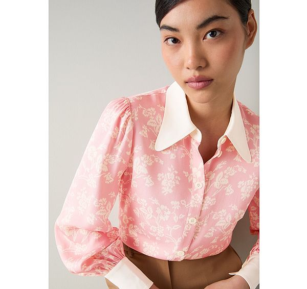 l.k. bennett Sonya Pink Ivory Floral Print Blouse