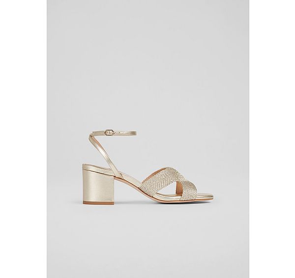 l.k. bennett Stella Gold Woven Leather Sandals